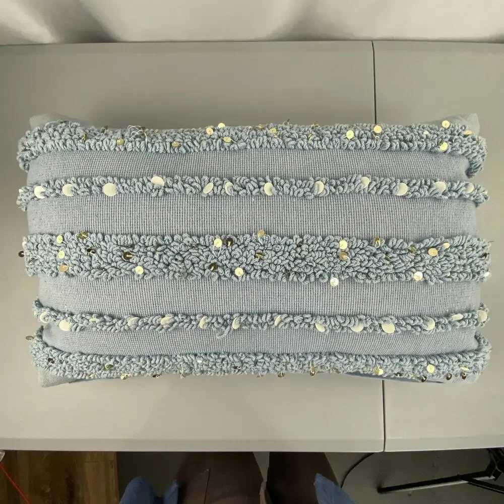 Chic Textured Sparkling Light Pastel Blue Throw Pillow - Elements by Erin Gates